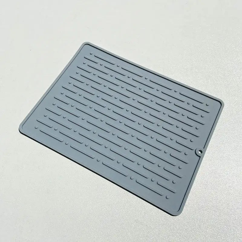 tapis cuisine silicone gris rayures horizontales moderne anti dérapant suctionversible