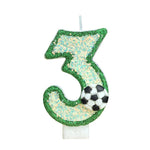 bougies numériques forme chiffres paillettes dorées football vert blanc or festive decoration anniversaire sportive