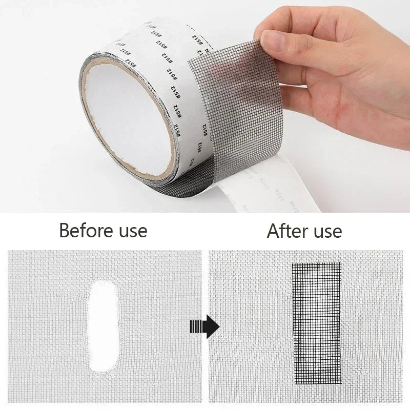 ruban réparation moustiquaire adhésive filet anti moustiques gris blanc utilitaire double face fenêtre porte