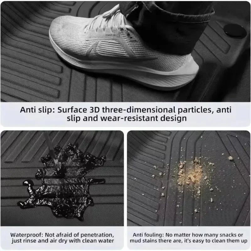 tapis sol voiture noir rayures horizontales moderne antidérapant waterproof clips inclusion full set
