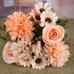 bouquet fleurs artificielles vintage intérieur décoration maison rouge blanc rose orange marron