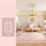 tapis rose ornements floraux texture douce classique salon chambre moderne