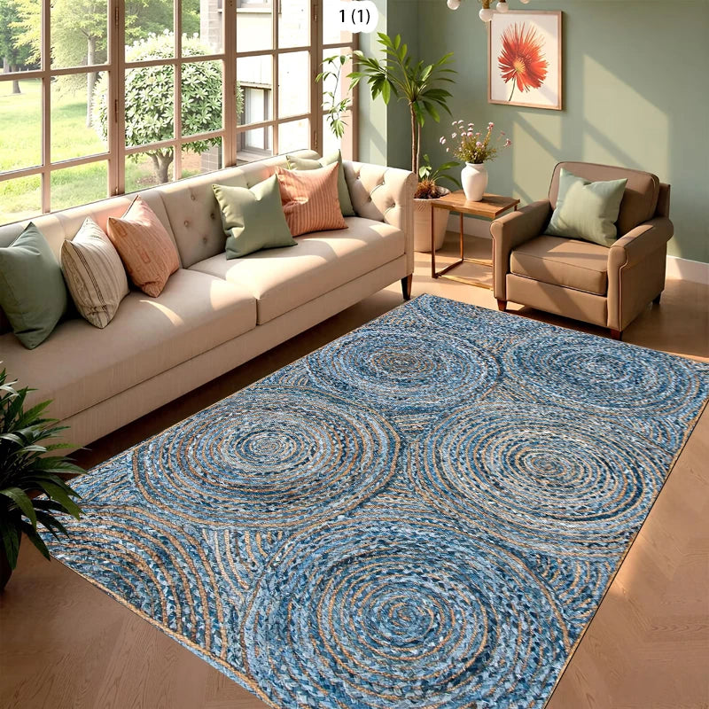 tapis multicolore spirales moderne bleu vert extérieur salon chambre prière polyester scenique