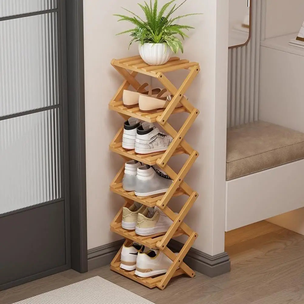étagère pliable bois chaussures moderne réutilisable niveaux entrée couloir petit espace