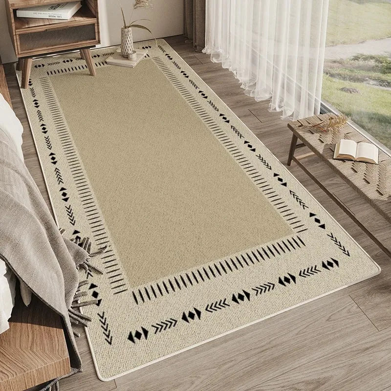 tapis salon moderne beige clair motif rayures diagonales antidérapant intérieur maison décoratif doux polyester