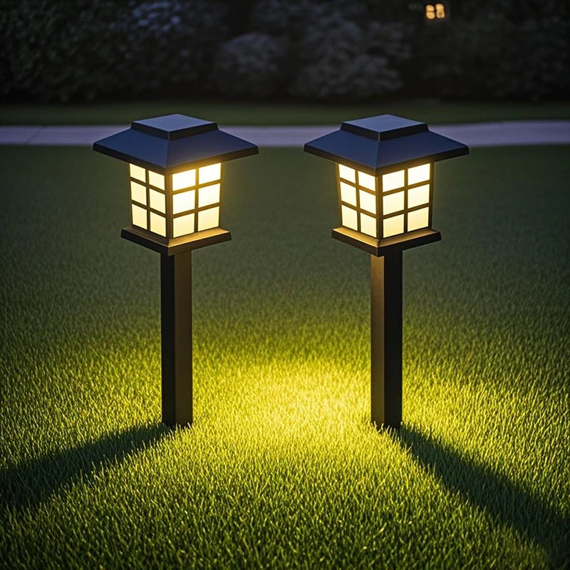 lumières solaires led jardin noires carreaux blancs modernes piquetextérieur étanches ip66