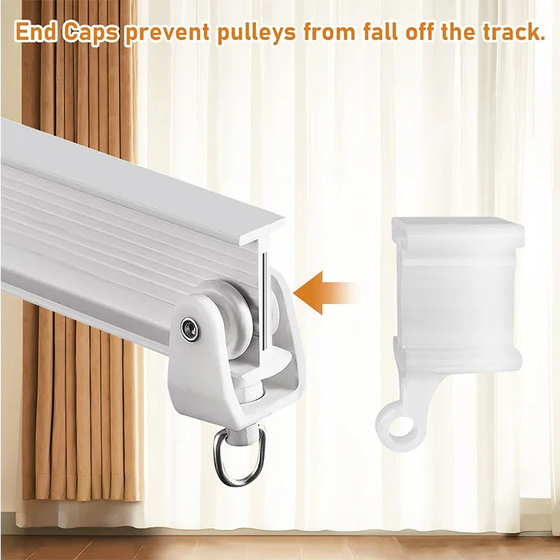 clips rideau poulies couvercle bout support mur vis fixation blanc moderne fonctionnel