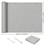 écran confidentialité gris moderne toile imperméable corde pinces uv protection balcon 80x300cm