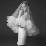 voile mariée deux couches tulle blanc classique élégant prom mariage demoiselle d'honneur romantique original