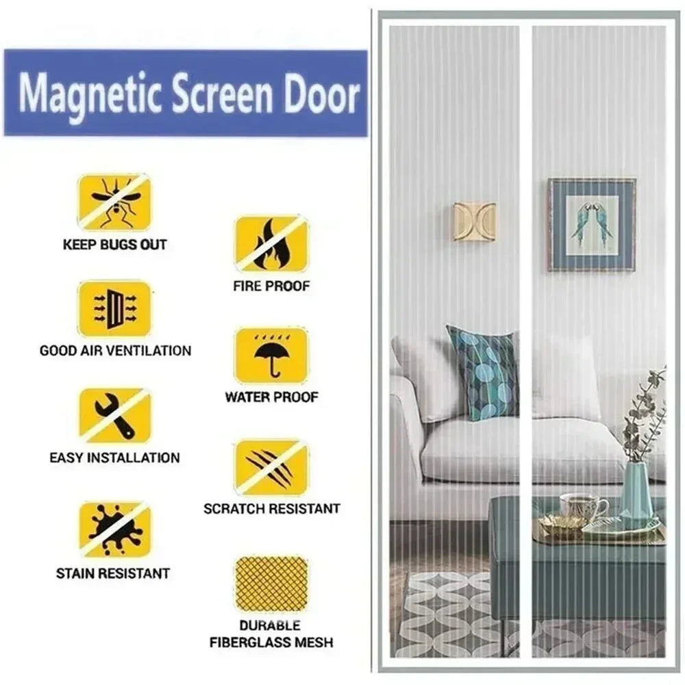rideau porte magnétique blanc aimants maille fine transparent moderne 80x210cm 90x210cm 100x210cm 110x210cm 120x210cm