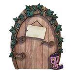 décoration maison porte miniature bois fantaisie motifs champignons rouges vertes