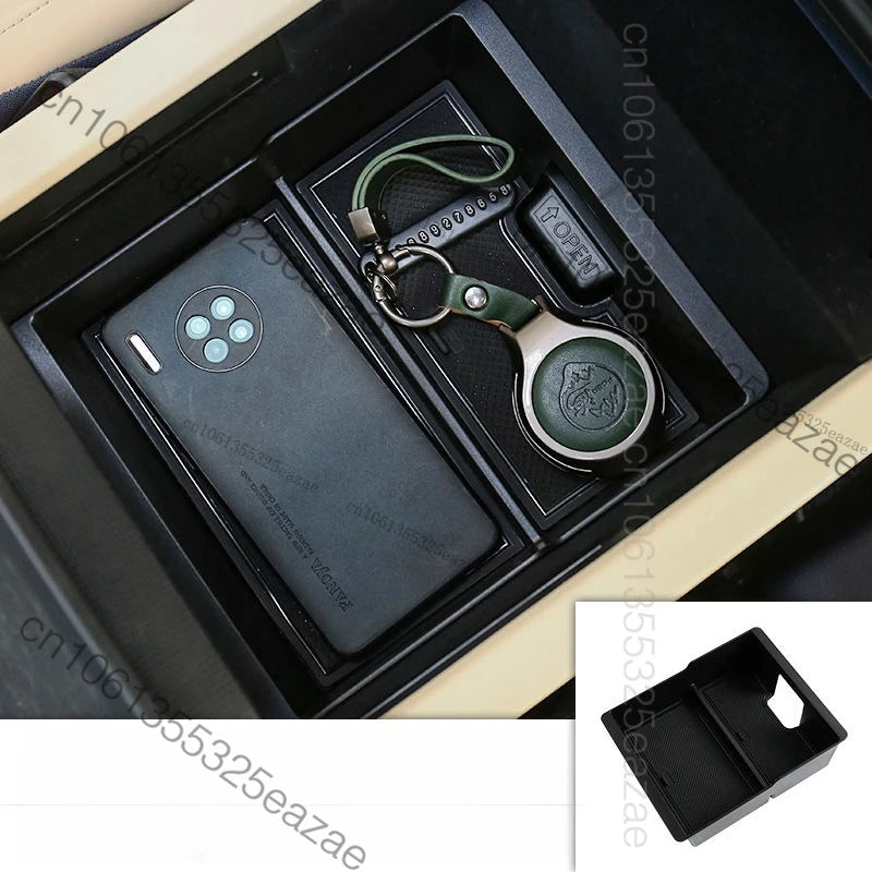 organisateur rangement voiture orange texture cuir moderne adhésif compartiments tasses objets smartphone