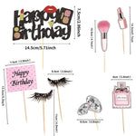 accessoires gâteau glitter strass parfum maquillage cils brosse cartes happy birthday miss beauty festive