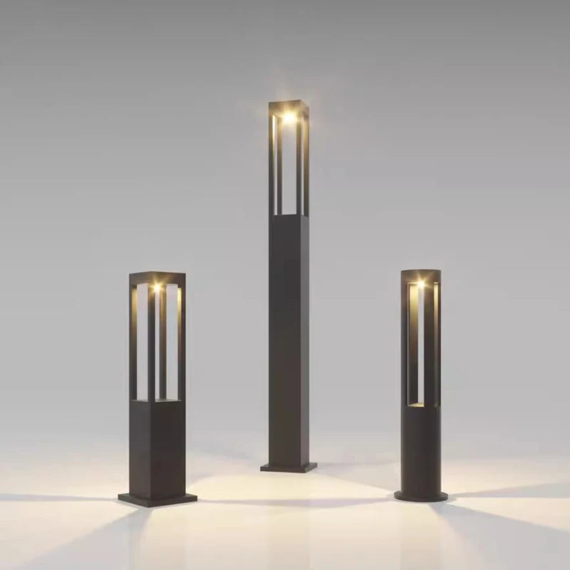 lampe sol led imperméable moderne noire ip65 aluminium extérieure jardin veranda