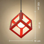 lampe suspendue moderne structure géométrique carrée verte bleue blanche jaune rouge