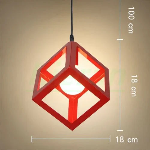 lampe suspendue moderne structure géométrique carrée verte bleue blanche jaune rouge