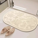 tapis bain classique motifs floraux beige clair résistant rides séchage rapide antidérapant salle bain