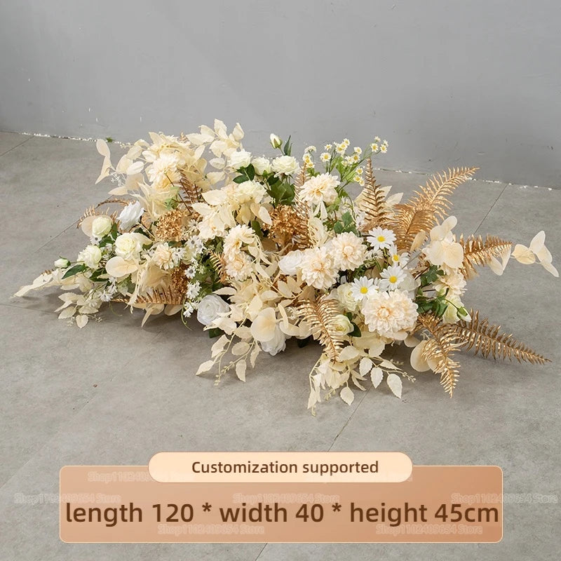 arche decorative boho chic fleurs artificielles blanc beige doré vert