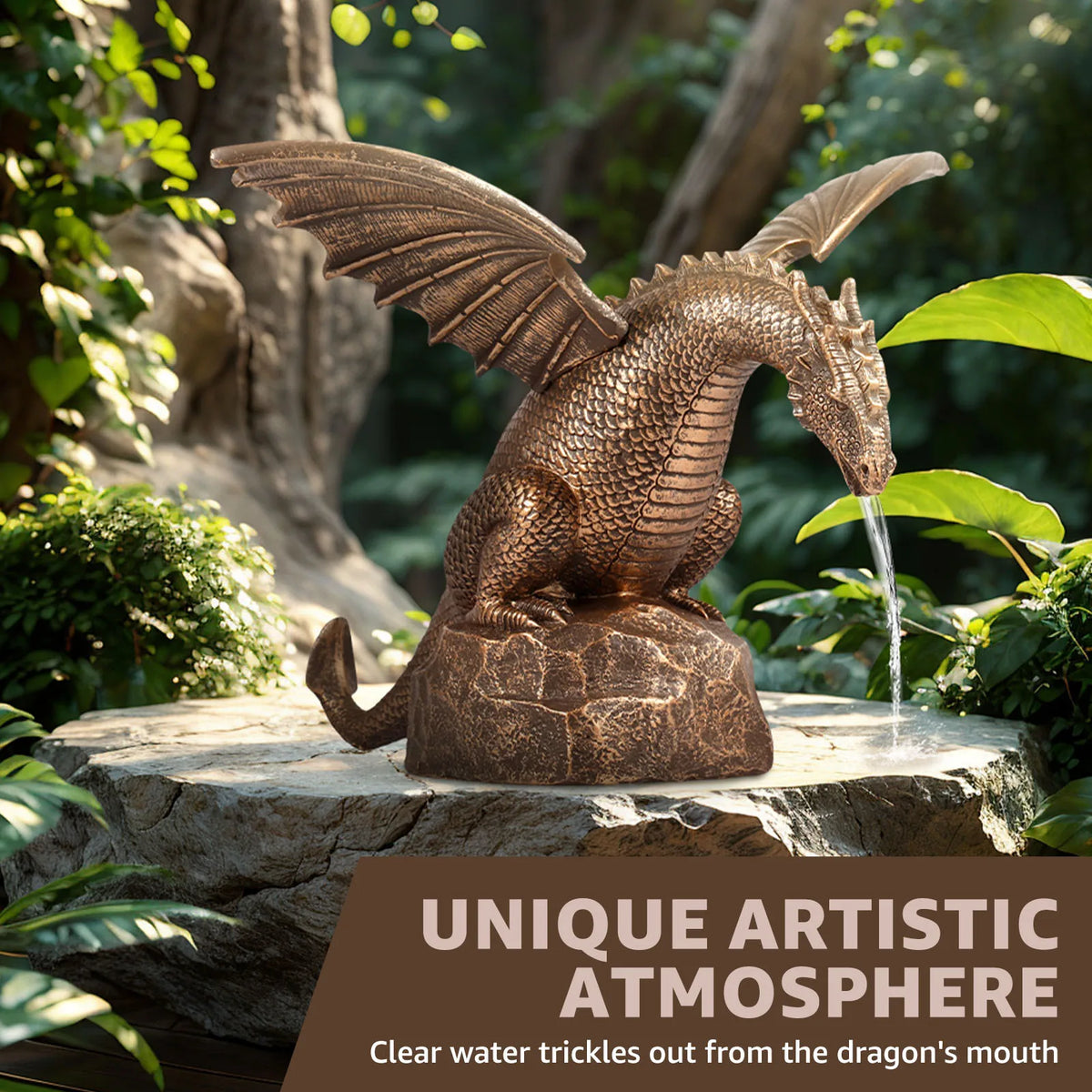 statue dragon bronze artisanale ailes détachables opaques jardin eau décoration résine