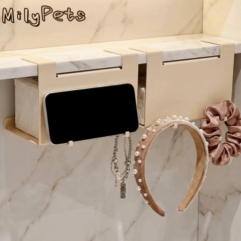 porte mouchoirs réutilisable acier inoxydable moderne beige gris multifonctionnels sous meuble