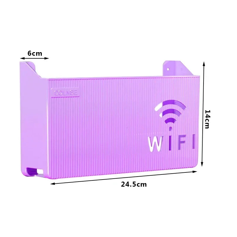 support mural routeur wifi gris rose bleu rayures horizontales moderne salon