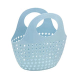 panier rangement moderne bleu clair perforé croix dorées poignée circulaire 26x18x13cm