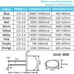 Diodes led bleu vert rouge jaune blanc rose violet orange 10mm ultra lumineuses modernes