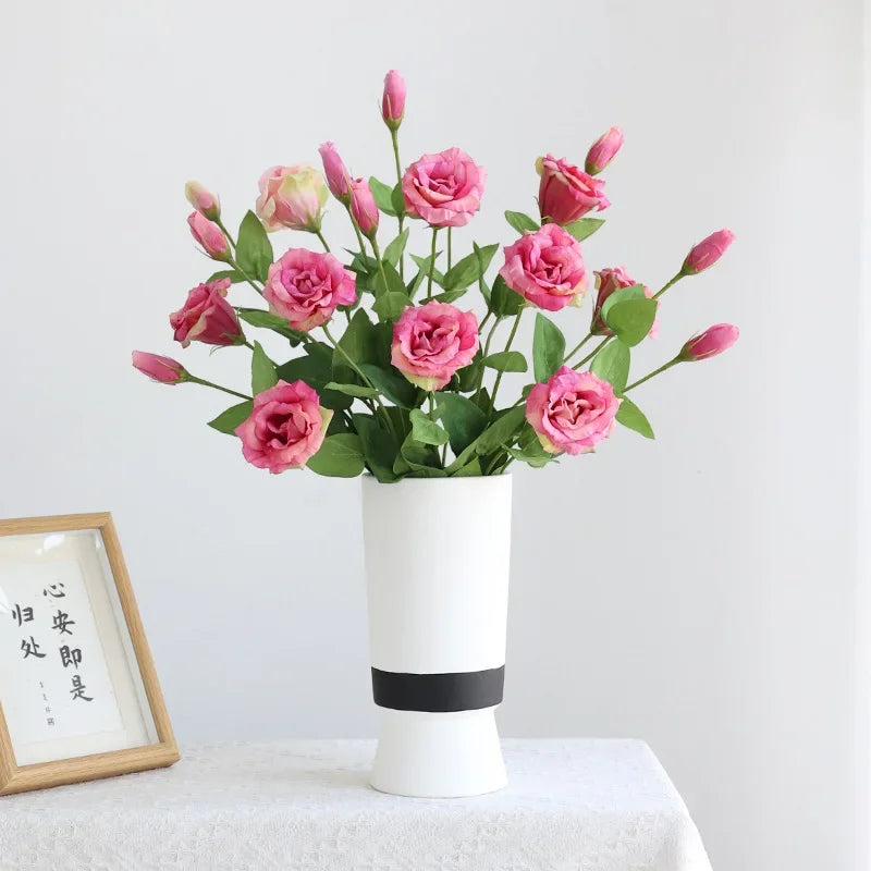 Bouquet artificiel fleurs roses blanches décoration intérieure moderne minimaliste 62cm longueur