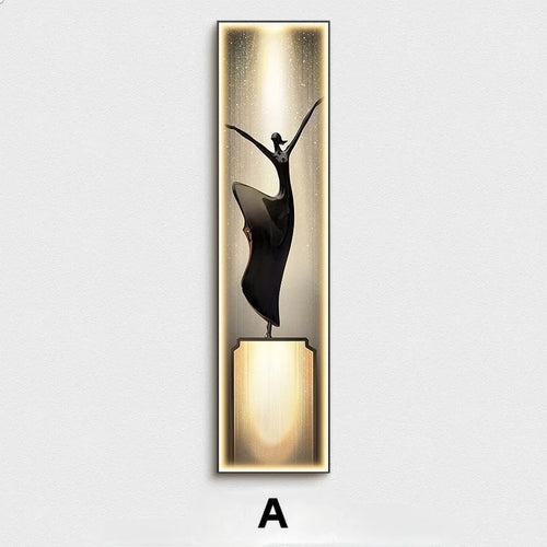 sculpture contemporaine silhouettes dynamiques noir led lumineuse intérieur maison salon chambre entrée couloir
