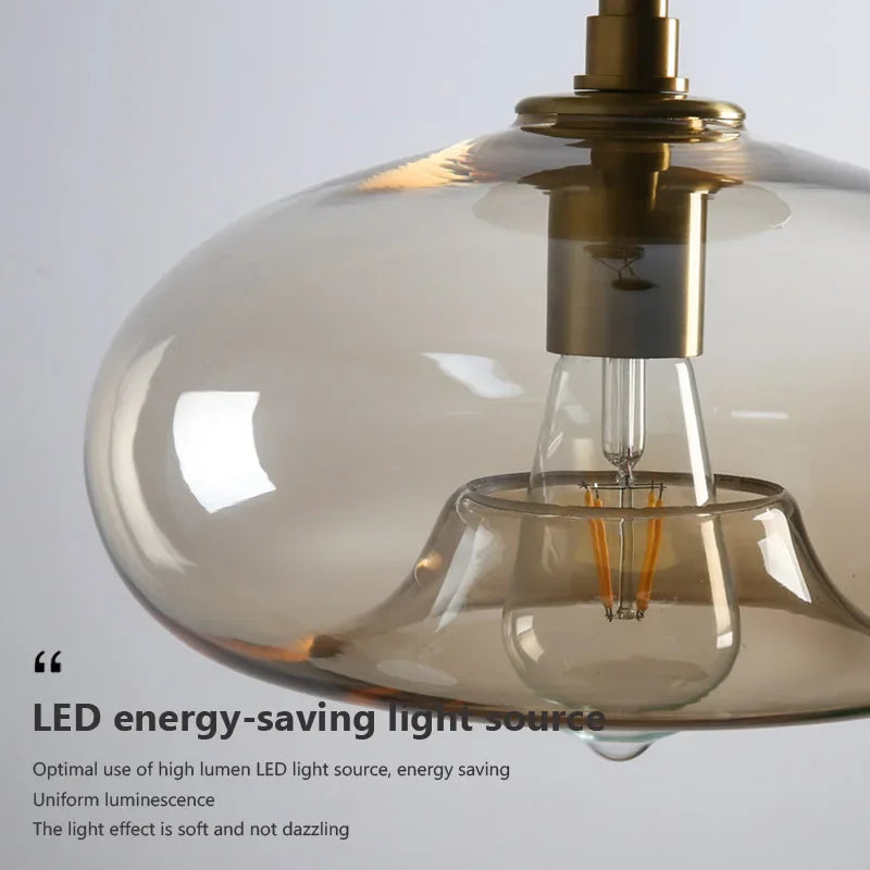 lampe suspension dorée transparente moderne minimaliste vis fixations led chambre salon