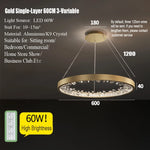 suspension lumineuse moderne or noir strass circulaire chambre salon led