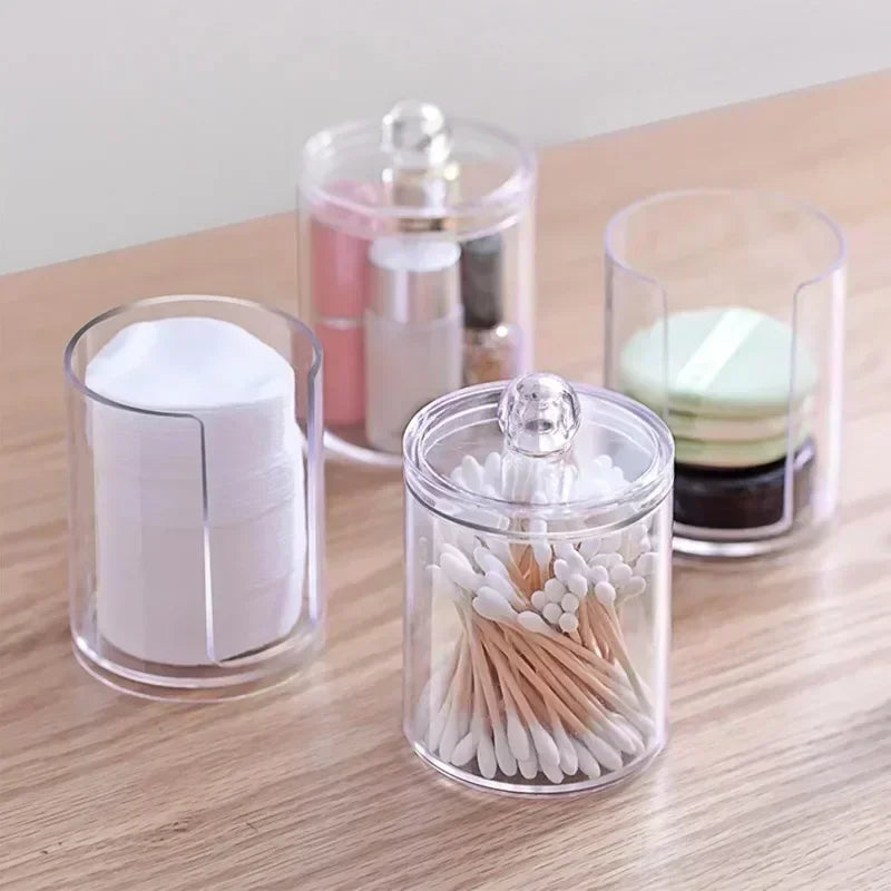 boîtes rangement coton tige bouchons cosmétiques transparentes réutilisables multifonction modernes minimalistes voyage