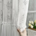 rideau blanc papillon transparent japonais fleurs broderie chambre salon anneaux bordure décorative polyester