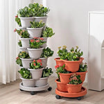 jardinière empilable pot fleurs gris texture mat moderne drainage boue support base