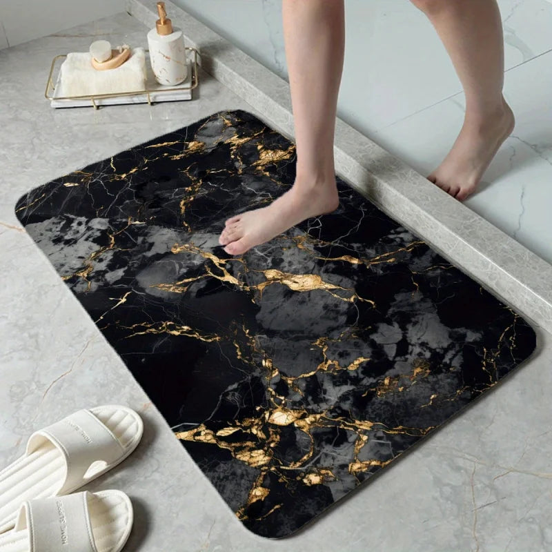 tapis moderne marbre noir anti dérapant absorbant salle bain entrée cuisine 40x60cm 50x80cm