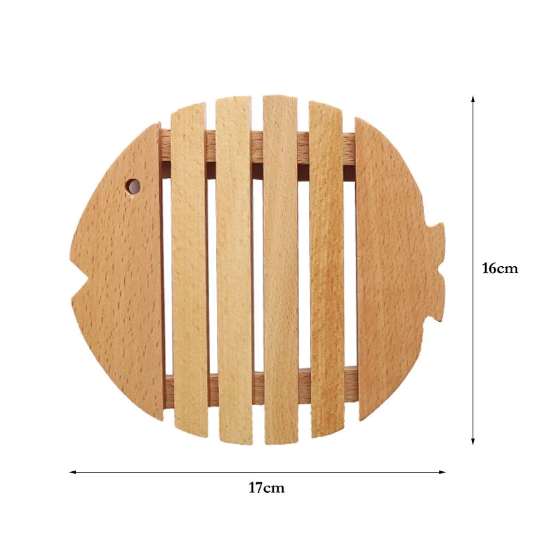 support vaisselle bois fish shape moderne minimaliste respectueux environnement usage table coaster isolation