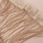 rideau semi transparent polyester franges or beige argenté bohème moderne