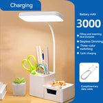 lampe moderne rechargeable led blanc mat protection yeux dimmable usb niveaux