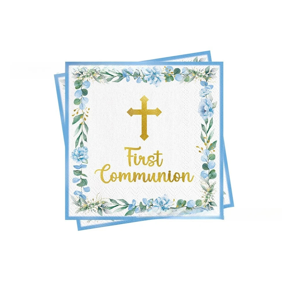 assiettes jetables thème eucharistique croix dorée fleurs mariage baptême anniversaire fêtes enfants
