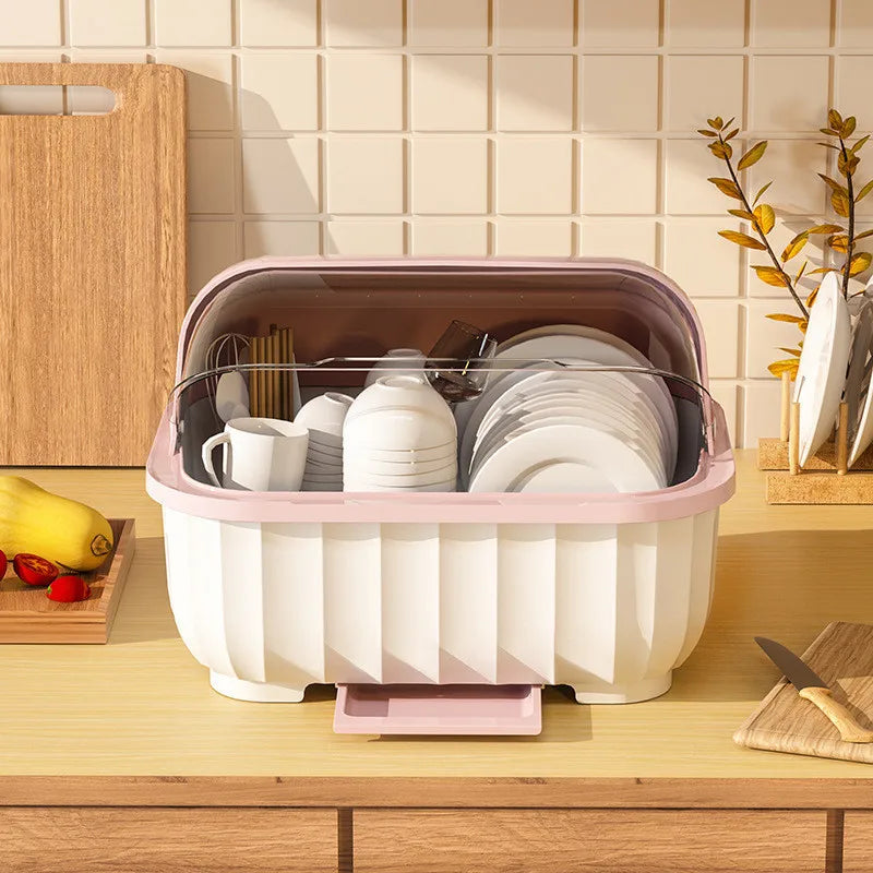 organisateur vaisselle moderne étui bleu clair rayures verticales assiettes tasses verres couverts drainage aération