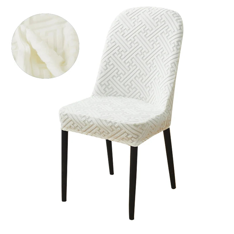 housse chaise extensible jacquard gris moderne fauteuil salle manger banquet