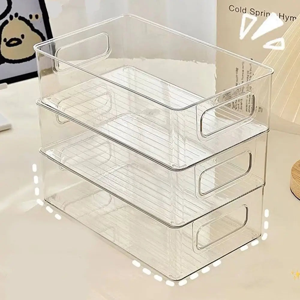 boîtes rangement transparentes modernes empilables poignées minimaliste très transparent organisateur