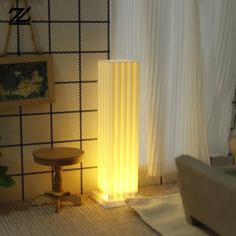 lampe décorative miniature moderne résine blanche motif vertical 3d lumineuse chambre salon