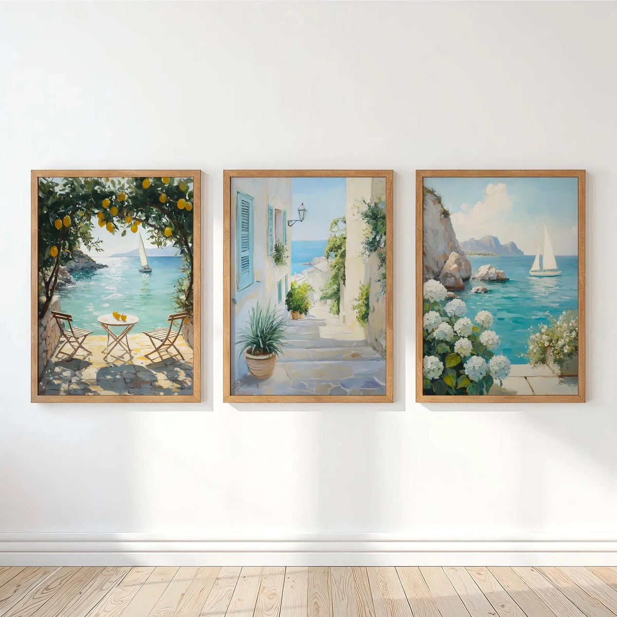 tableau multicolore paysage marin maison fleurs fruits moderne sans cadre toile impression chromatique