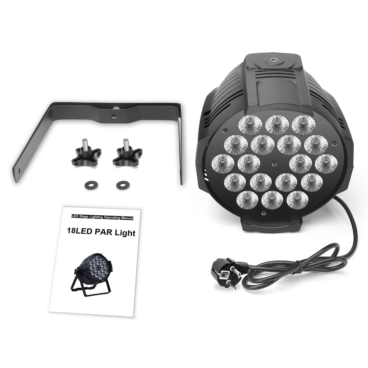 projecteur led 18 lumières rgbw dmx controle 8ch noir professionnel scène dj