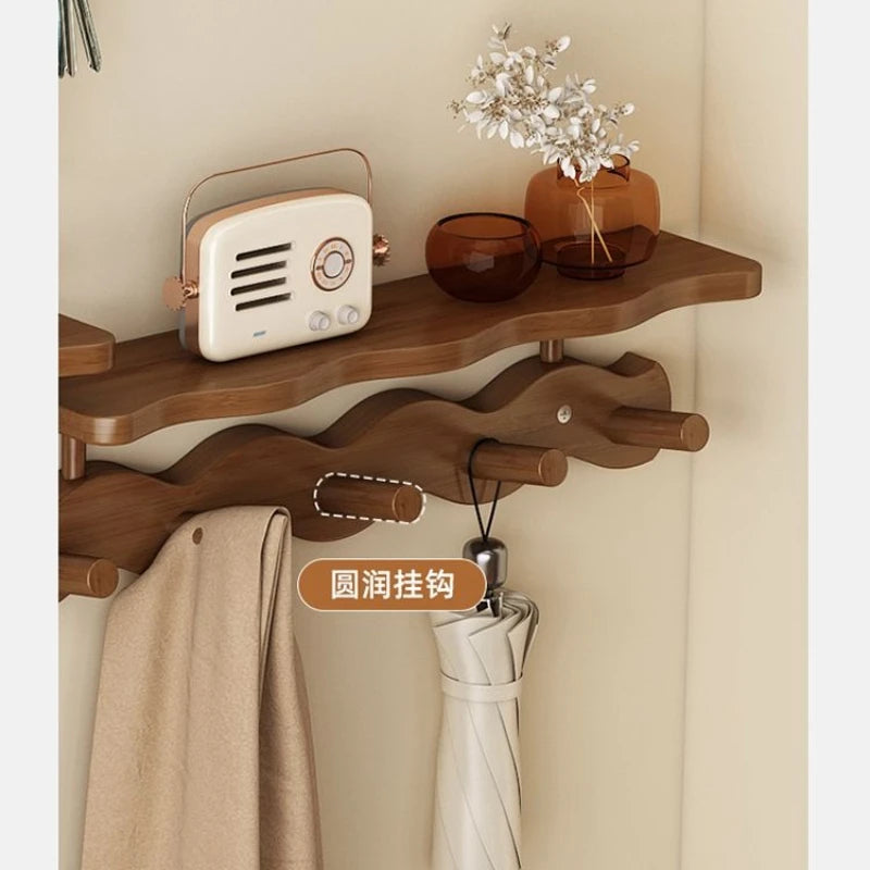 étagère murale crochet bambou marron clair moderne rangement livre vase radio parapluie echangereporteclé