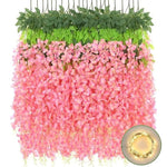 guirlande glycine lumineuse fleurs artificielles blanc vert décorative romantiqueintérieur decoration 36ft 90fleurs