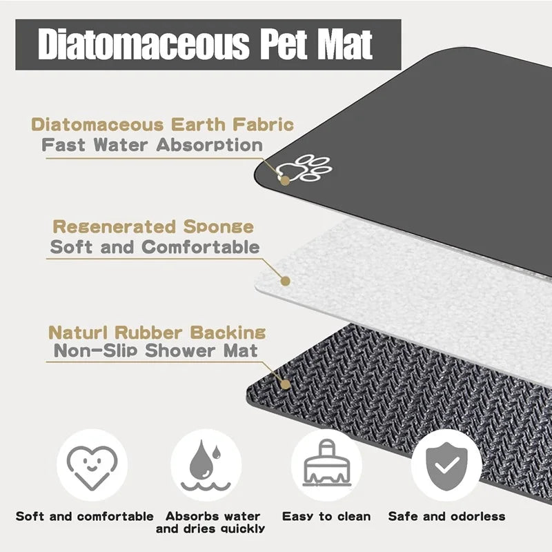 tapis imperméable rapide séchage moderne deux bols animaux compagnie chien endormi noir respectueux environnement