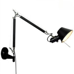 lampe murale articulée moderne bras réglable noir argenté led clip fixe chambre