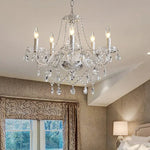 chandelier classique élégant argenté transparent chaîne 48cm diamètre 150cm longueur ampoules led